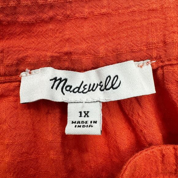 Madewell Square Neck Short Sleeve Popover Top in Roasted Squash Orange Size 1X - Picture 8 of 8